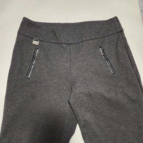 Lisette L Heathered Gray Stretch Knit Mid Rise Skinny Pants - Picture 4 of 6